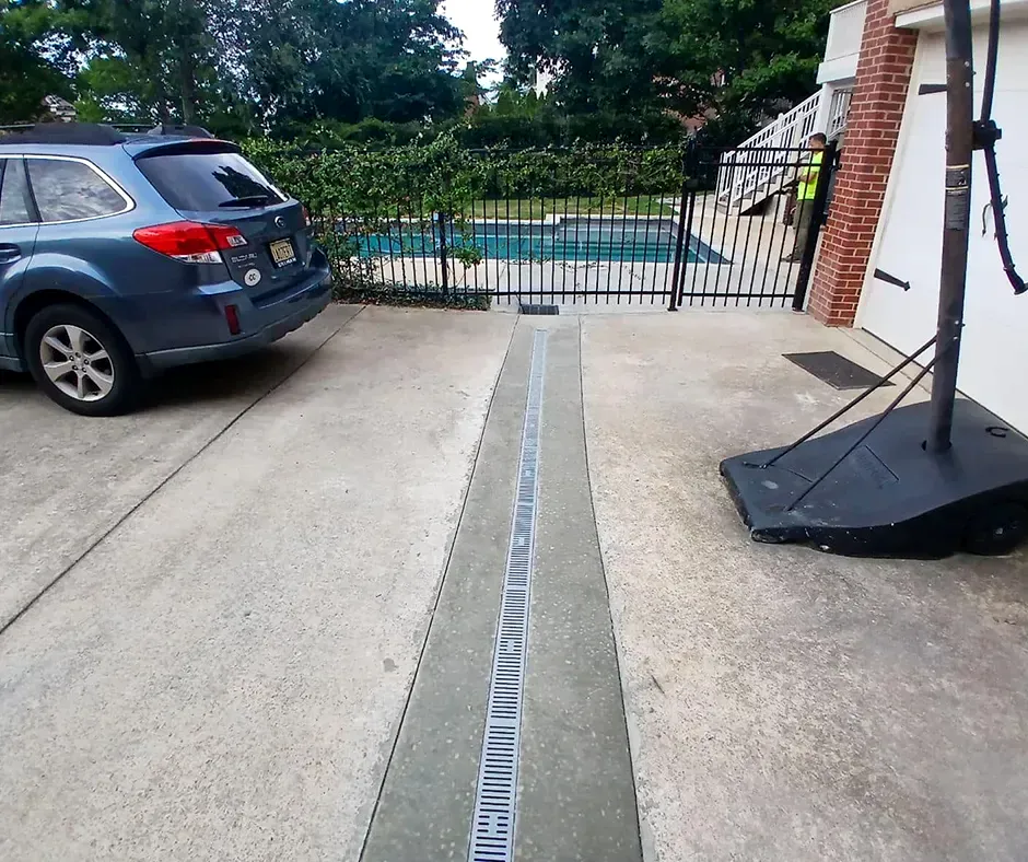 Gravel and Pipe Setup for French Drain Installation in Boston, MA